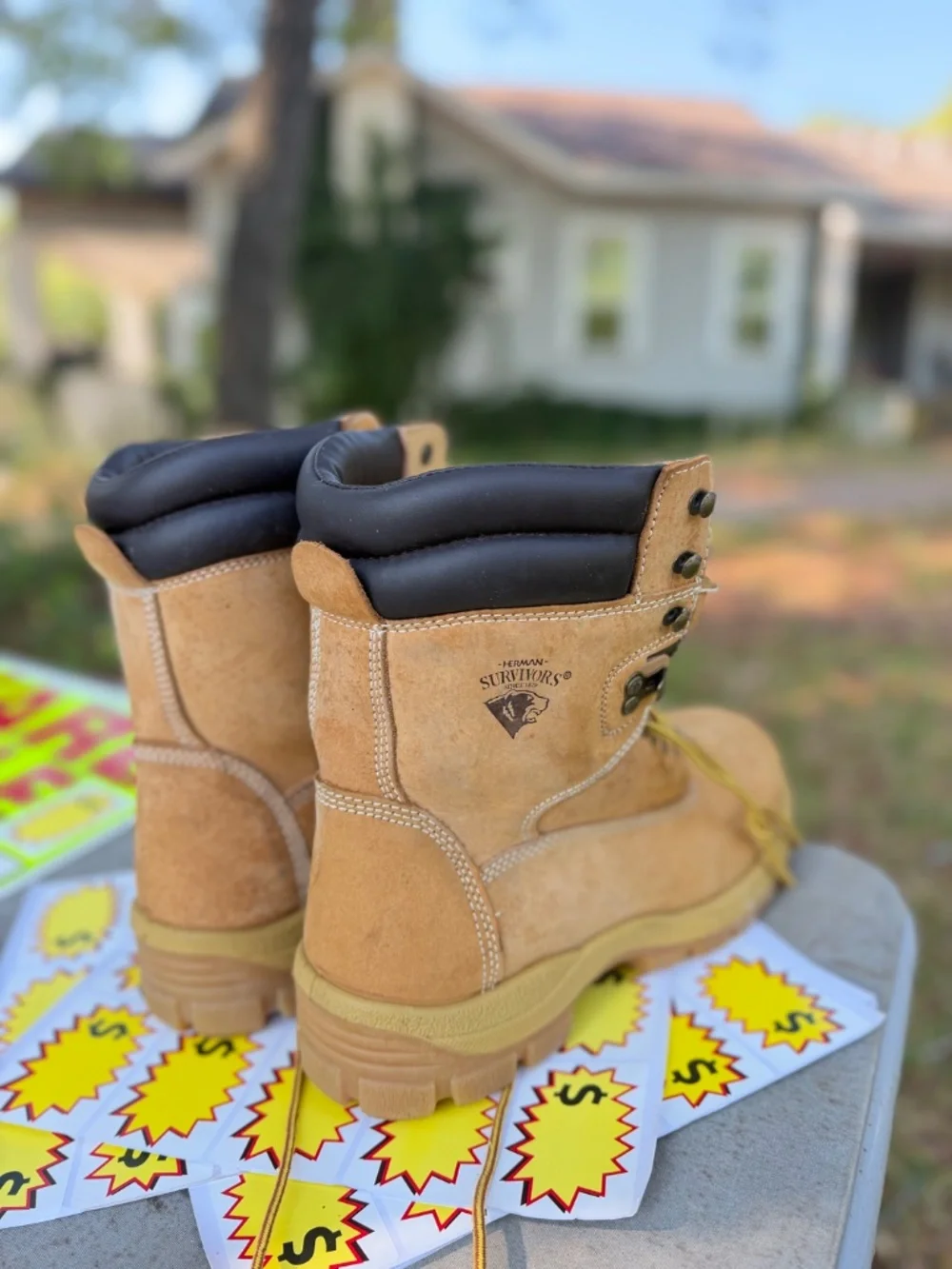 Men’s 11 Steel Toe Work Boots - Tan